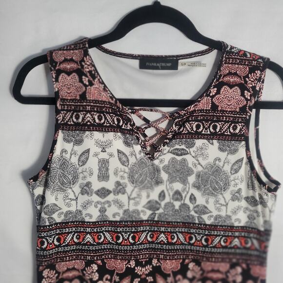 Ivanka Trump Sleeveless Knit Dress Size S/P Boho Floral Striped Midi Stretch - Picture 5 of 9